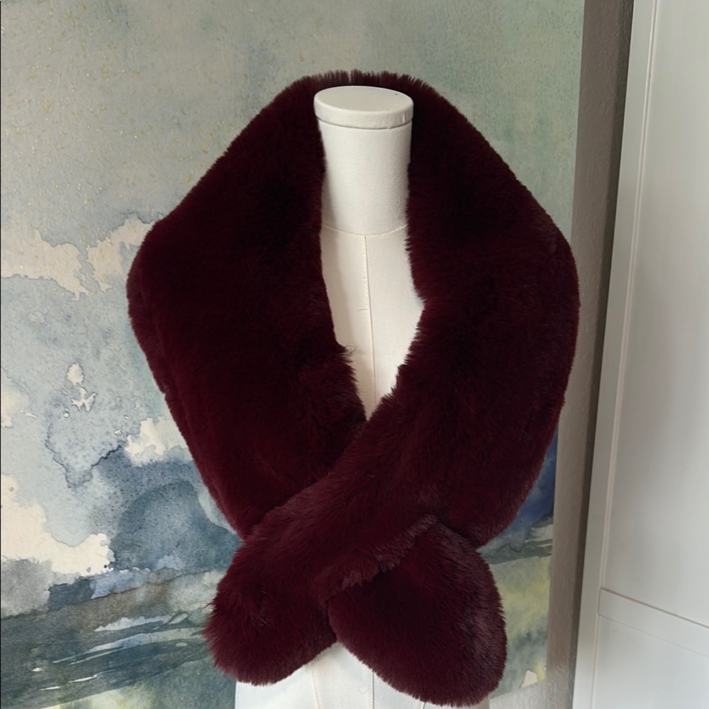 Beautiful Soft Luxurious Red Burgundy Fur Wrap/Scarf